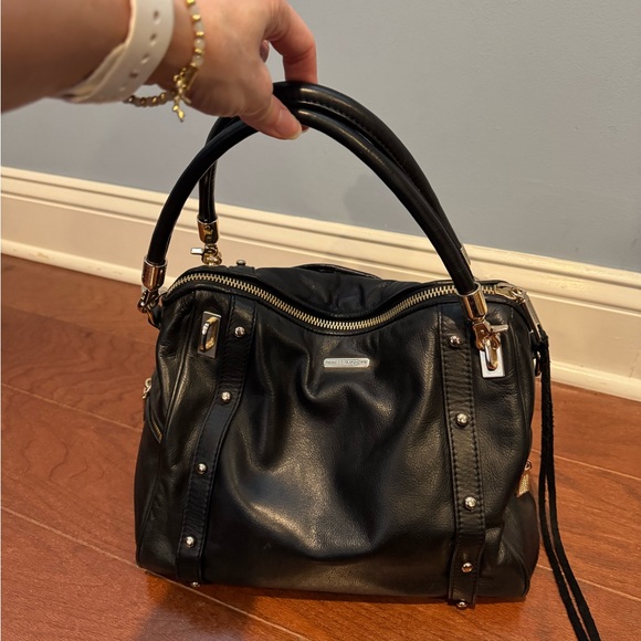 Rebecca Minkoff Cupid Satchel black leather Gold Accents soft excellent cond - Picture 8 of 9